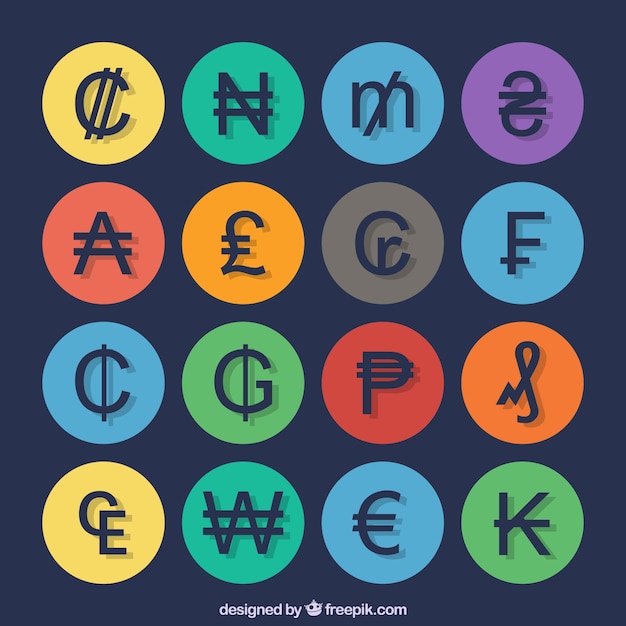 Free Vector symbols currencies collection