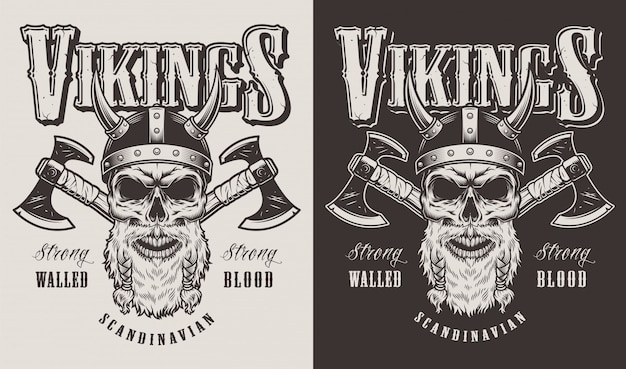 T-shirt print with viking head