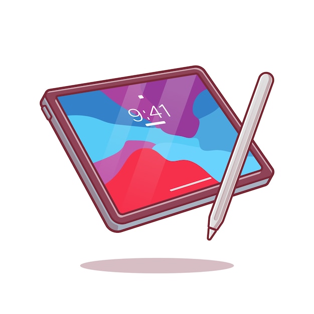 Free vector tablet and stylus pencil cartoon vector  illustration.