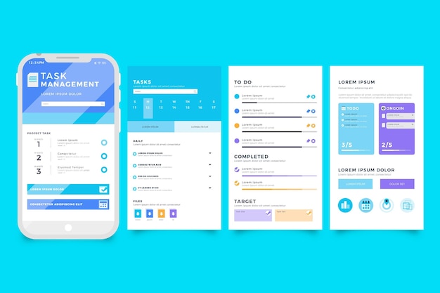 Free vector task management app interface