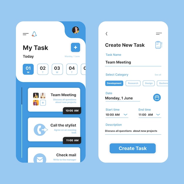 Task management app interface