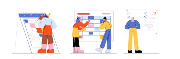 Free Vector tasks schedule concept with people making notes