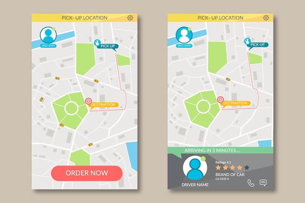 Free Vector taxi app interface concept