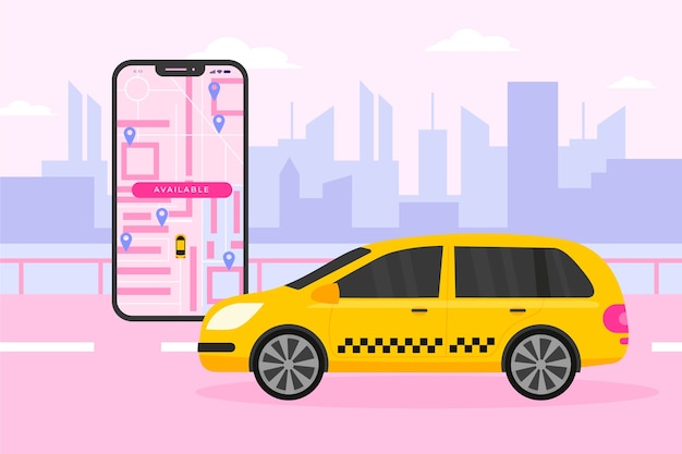 Free Vector taxi app interface concept