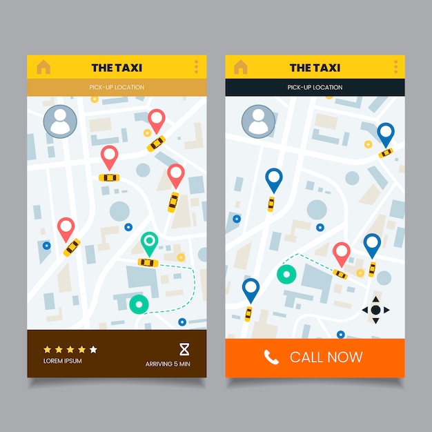 Free Vector taxi app interface