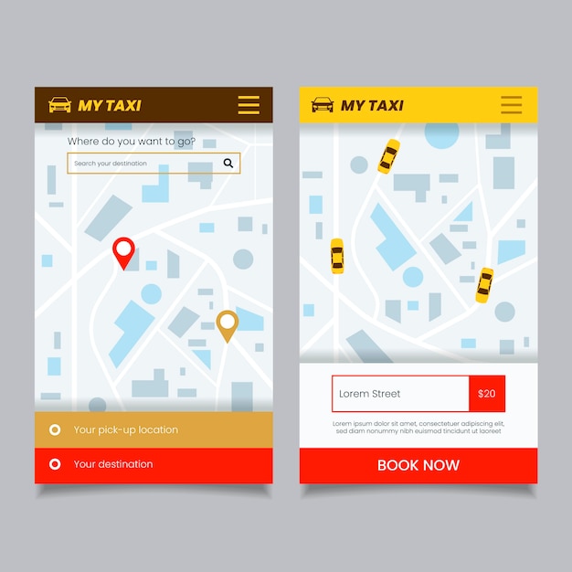 Free Vector taxi app interface