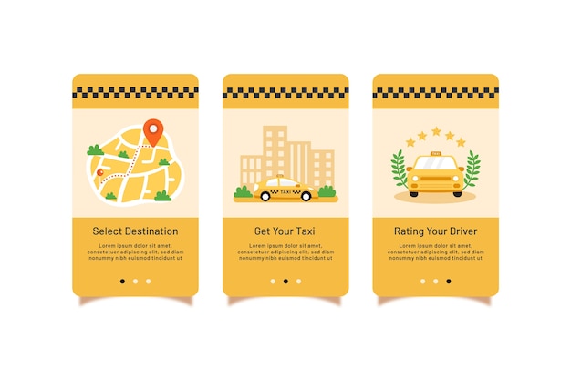 Free Vector taxi service onboarding app screens collection