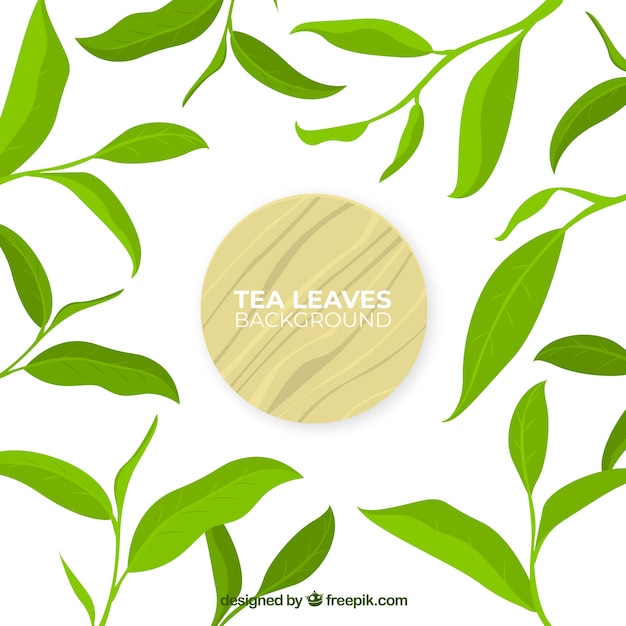 Free Vector tea leaves background with flat design