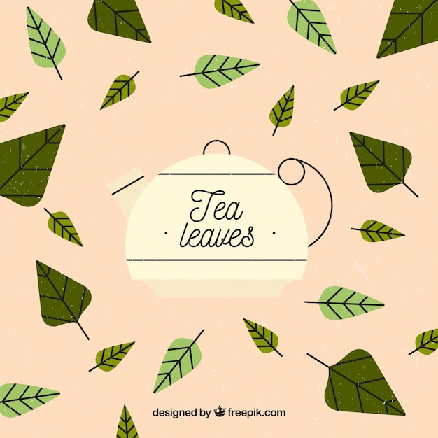 Free Vector tea leaves background with flat design