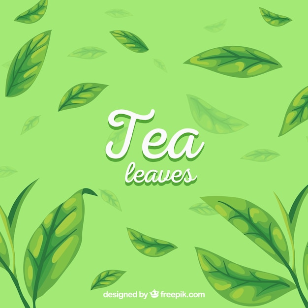 Free Vector tea leaves background with flat design