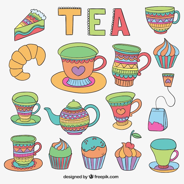 Free Vector tea time set