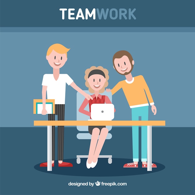 Free Vector team work concept with flat design