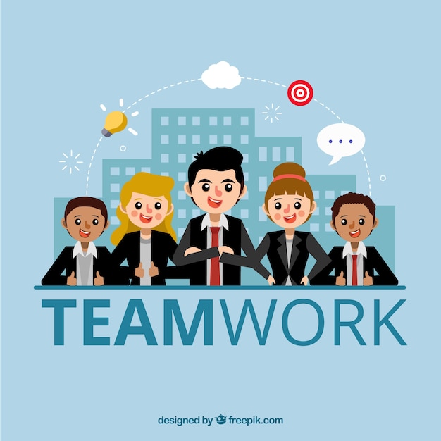 Free Vector team work concept with flat design