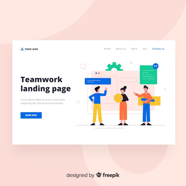 Free vector teamwork landing page