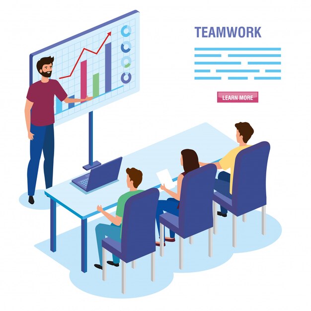 Teamwork people in meeting avatar character template