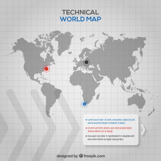 Free vector technical world map