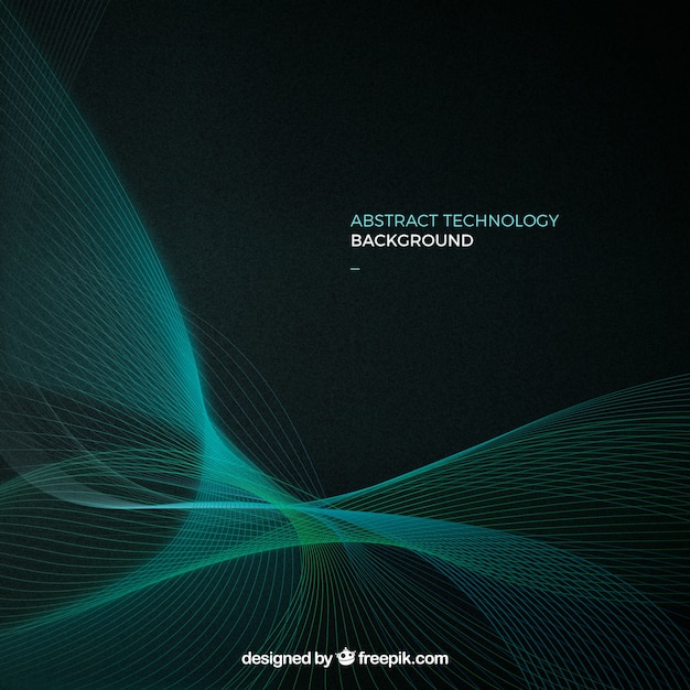 Free vector technology background with green lines