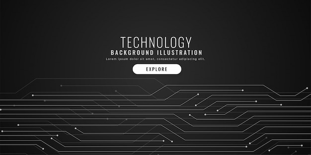 Free Vector technology circuit lines black digital background 