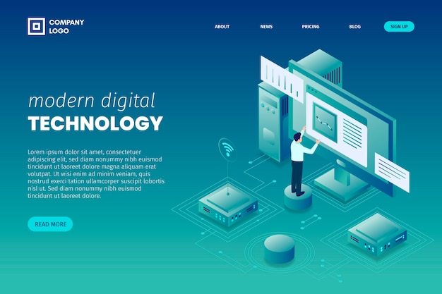 Free vector technology concept landing page