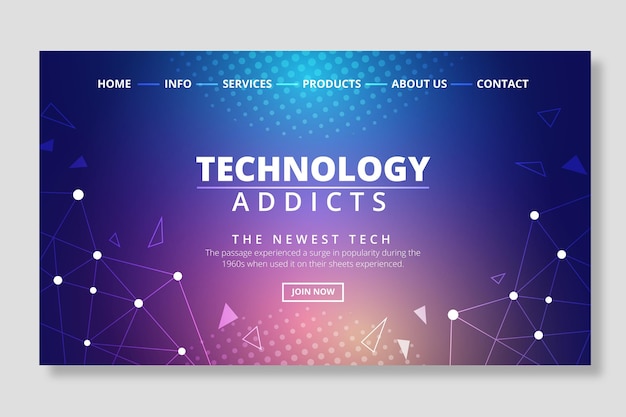 Free vector technology and future landing page template