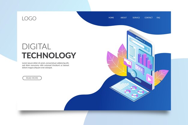 Free vector technology isometric landing page