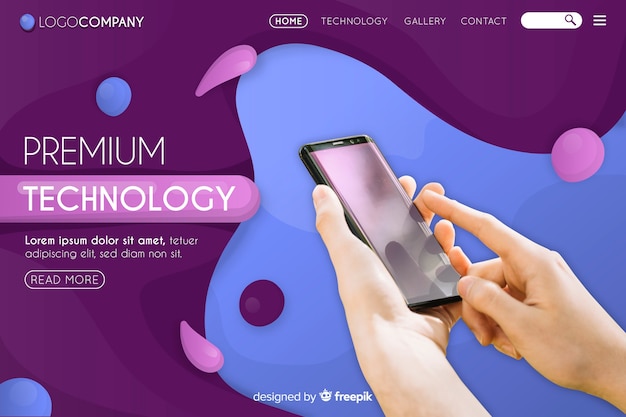 Technology landing page with photo