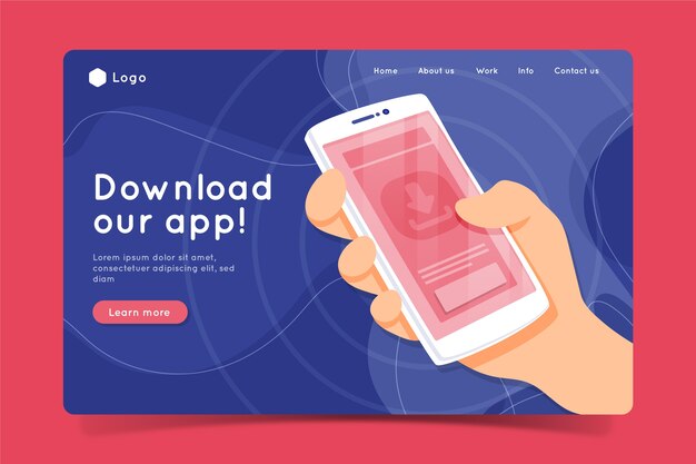 Technology landing page with smartphone