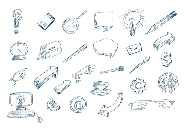 Free vector technology sketch icon set doodle