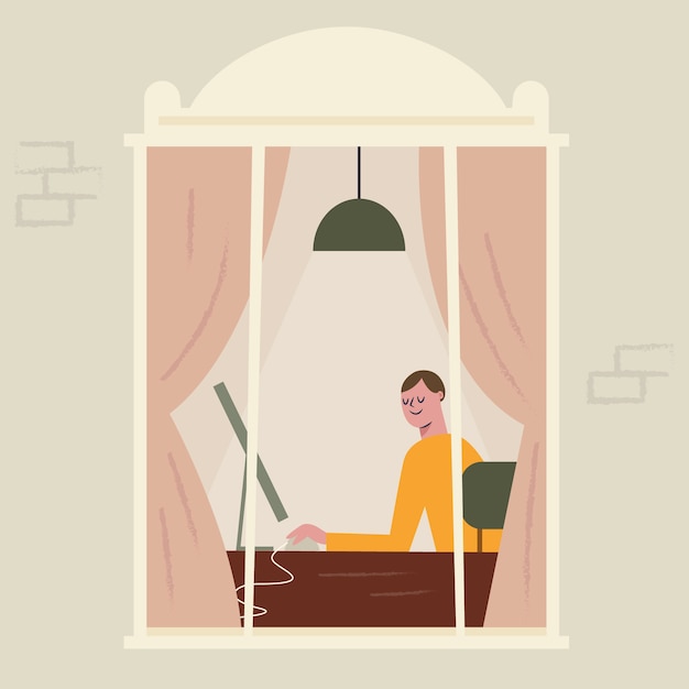 Free Vector telecommuting illustration