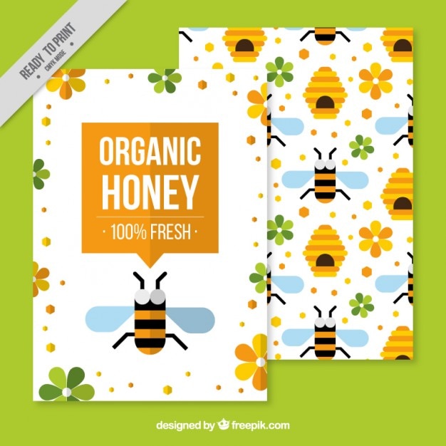 Free vector template brochure for organic honey