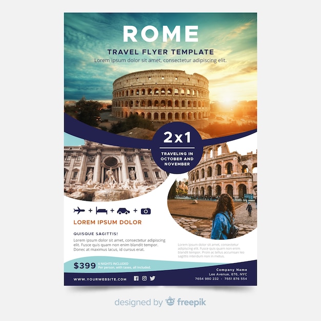 Template travel poster with photo