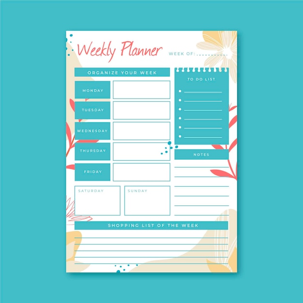 Free Vector template weekly planner