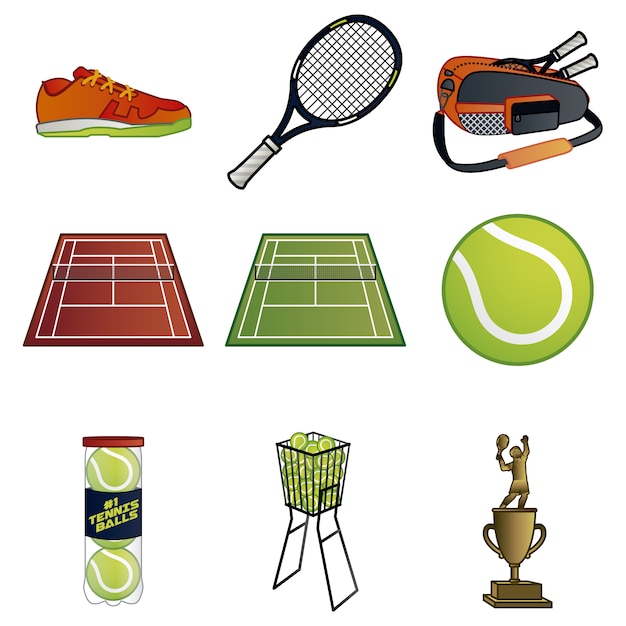Free vector tennis elements collection