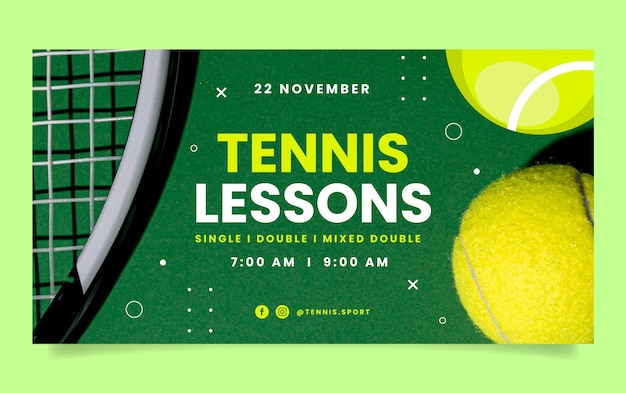 Free Vector tennis lessons facebook template