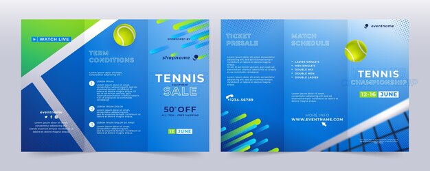 Tennis sport and activity business brochure template