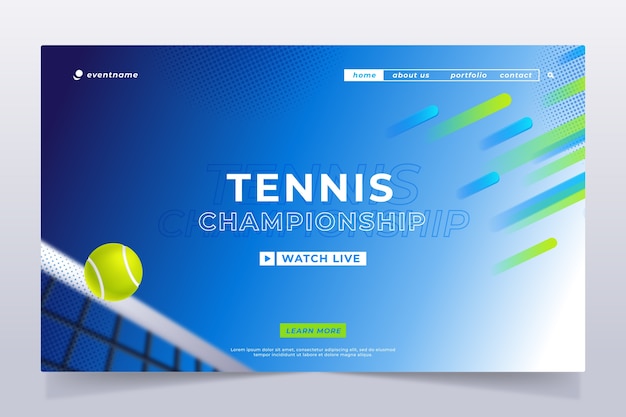 Free vector tennis sport and activity landing page template