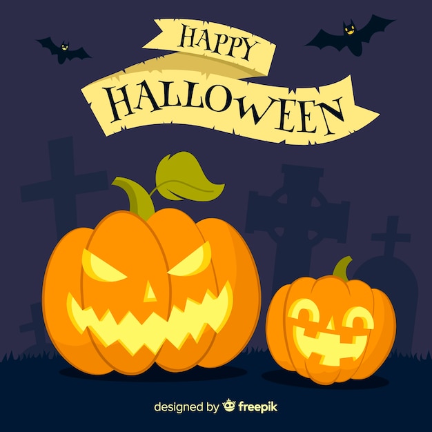 Free Vector terrific hand drawn halloween background