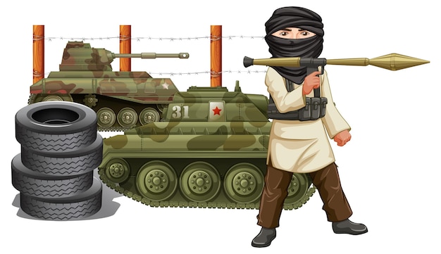 Free vector terrorist holding rpg by the tank