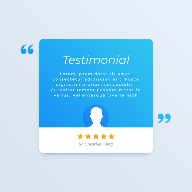 Testimonial review template with star rating remark