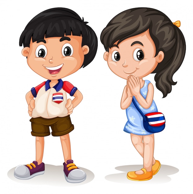 Free vector thai boy and girl smiling