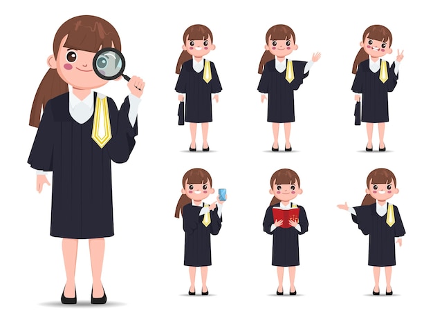 Free Vector thai lawyer legal professions character set flat cartoon barrister vector design