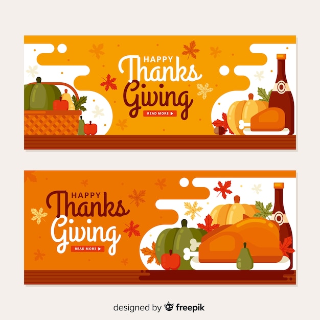 Thanksgiving banners in flat design