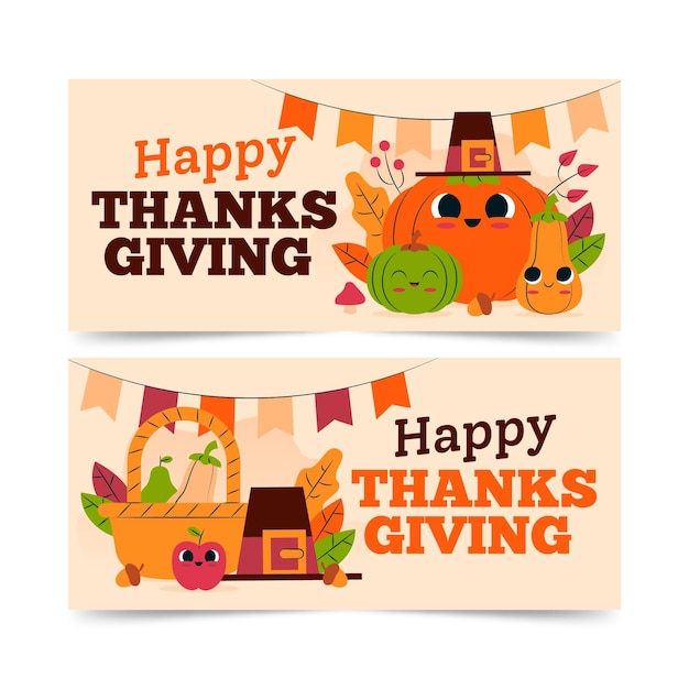 Thanksgiving banners in flat design