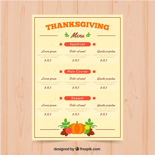 Thanksgiving menu in retro style