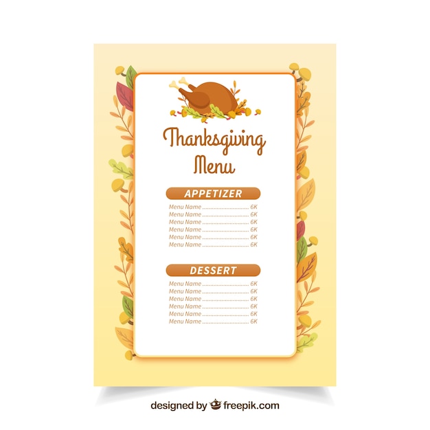 Thanksgiving menu in vintage style