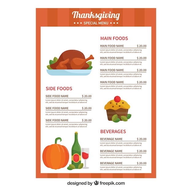 Thanksgiving menu