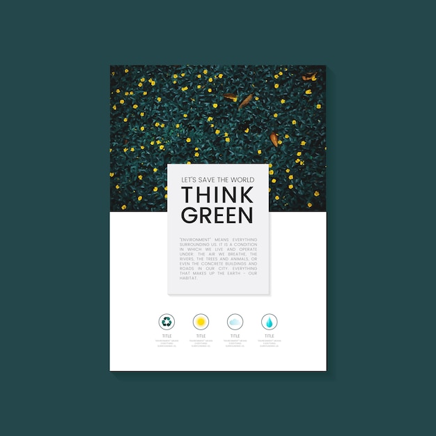 Free Vector think green environmental conservation brochure vector