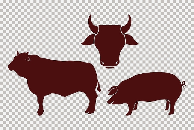 Free Vector three bbq grill set animals