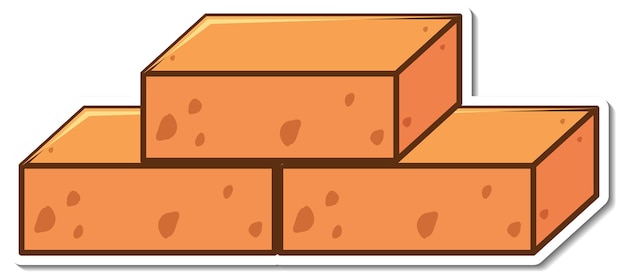 Free Vector three brick blocks sticker on white