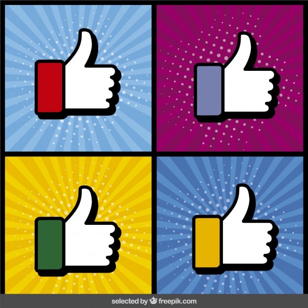 Free vector thumbs up collection in pop art style